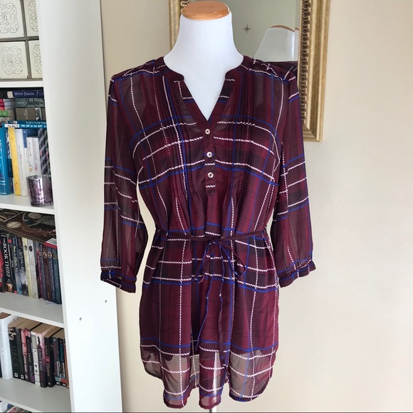 Motherhood Maternity Tops - [Motherhood Maternity] Plaid Sheer Blouse